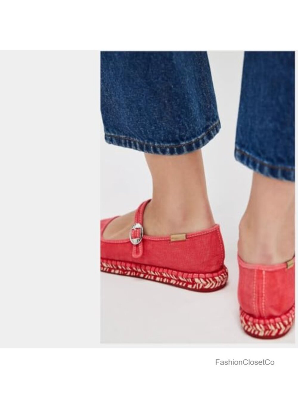 Women's Woven Ballet Flats Espadrilles Mary Jane Canvas Platform Flats - Picture 5 of 6
